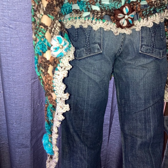 Crocheted Multi-way Poncho Wrap Scarf OOAK! - Picture 12 of 15